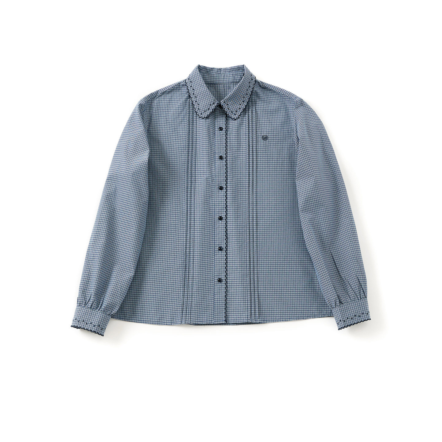 非鱼复古文艺翻领衬衫2025秋季新款百搭格子衬衫刺绣女装减龄上衣,淘宝优惠券,粉丝福利购,淘宝优惠卷