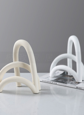 现代简约样板房树脂拱形桥设计师摆件客厅电视柜几何创意软装摆设