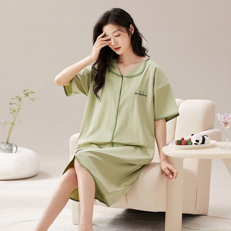舒适棉睡裙女春夏季2024新款长袖开衫宽松待产孕妇带胸垫睡衣连衣,淘宝优惠券,粉丝福利购,淘宝优惠卷