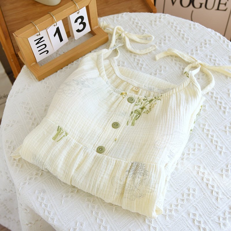 棉纱布吊带裙夏季带胸垫睡衣薄款无袖宽松舒适棉家居吊带睡裙,淘宝优惠券,粉丝福利购,淘宝优惠卷