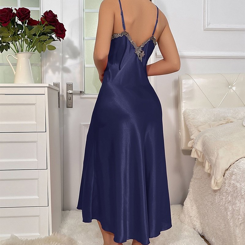 跨境新款时尚吊带睡裙女冰丝丝绸长裙薄款性感仿真丝夏季露背睡裙,淘宝优惠券,粉丝福利购,淘宝优惠卷