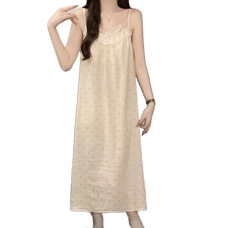 吊带睡裙女带胸垫夏季新款甜美蝴蝶结花边薄款云朵棉睡衣裙家居服,淘宝优惠券,粉丝福利购,淘宝优惠卷