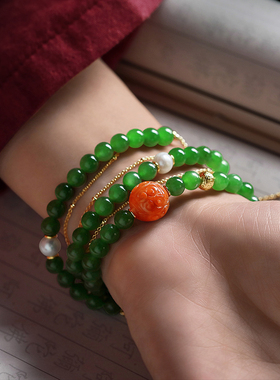 碧玉正品冷门风多宝珍珠手链