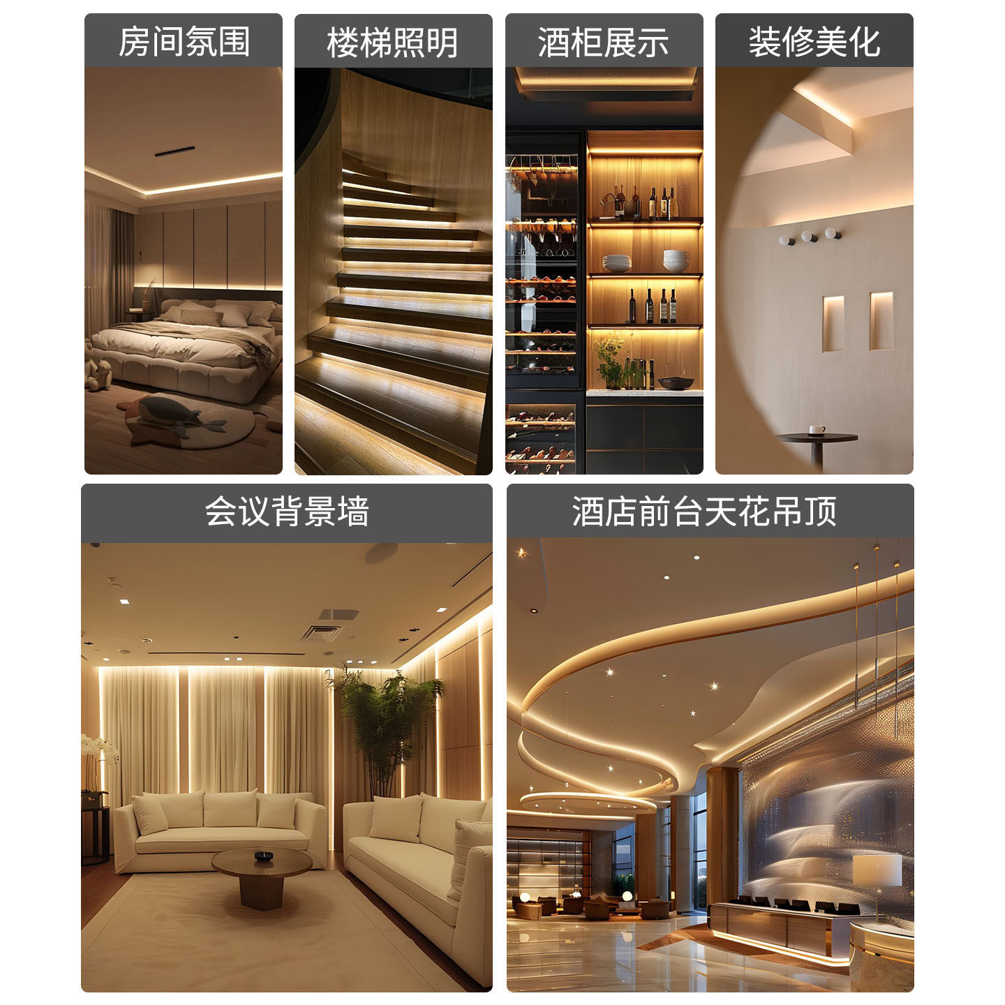 220V直接灯带led灯条自粘cob灯带线性灯家用吊顶铝槽线条灯免驱动 - 图3