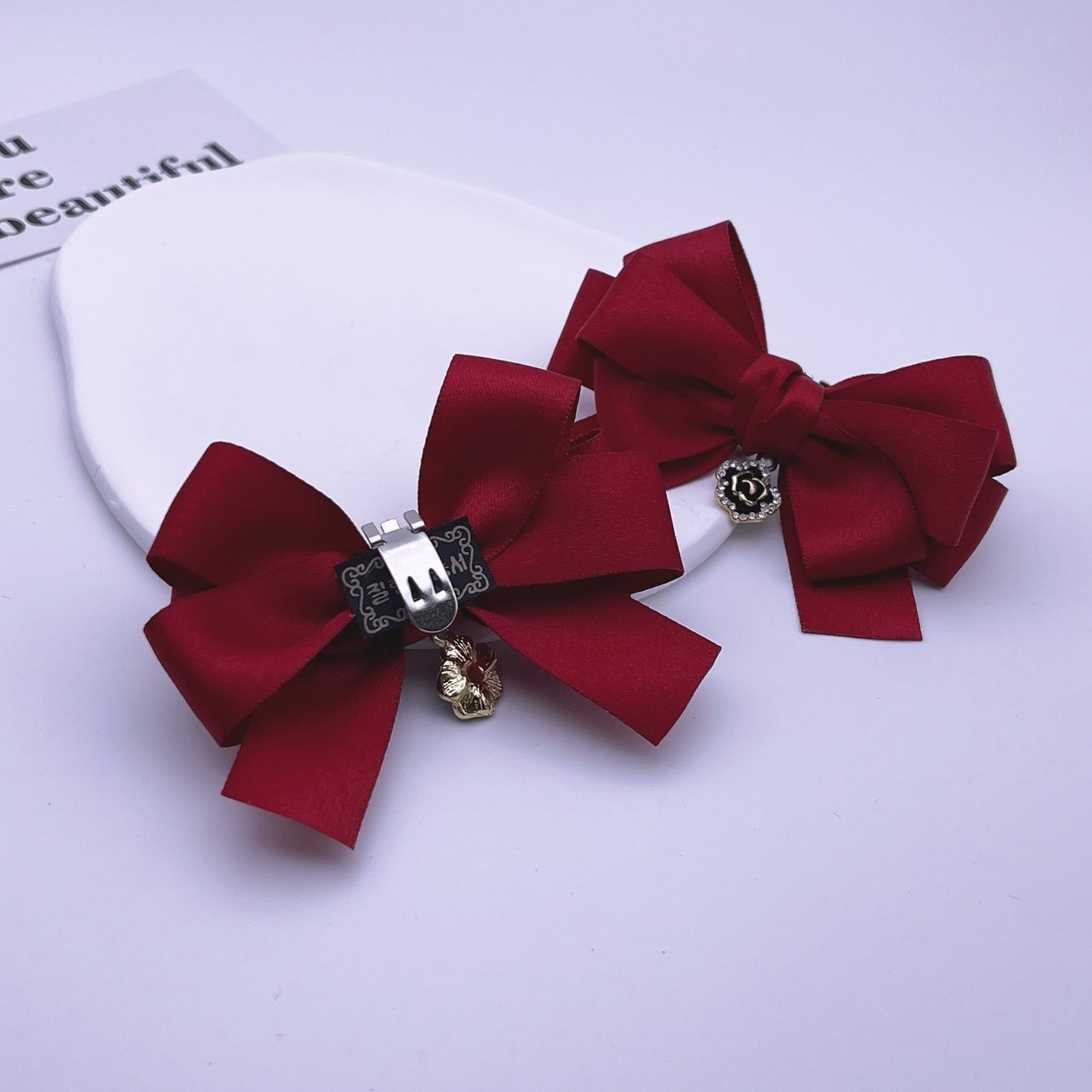 情人节礼物酒红色玫瑰花蝴蝶结鞋夹扣鞋花可拆卸鞋饰品丝带鞋面花,淘宝优惠券,粉丝福利购,淘宝优惠卷