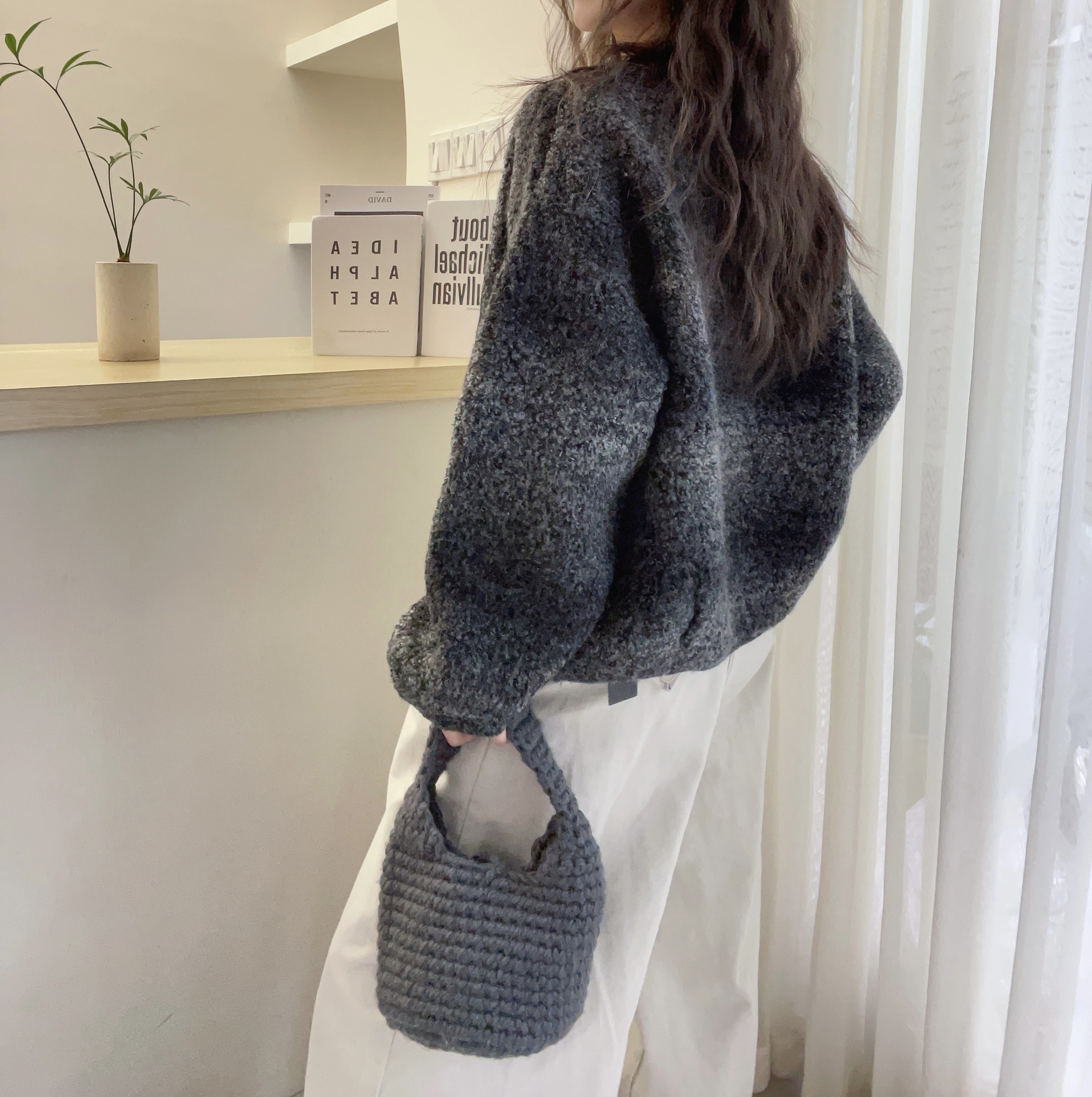 欧洲站2025冬季新款欧货潮圆领圈圈羊毛外套女百搭外套上衣女 - 图2