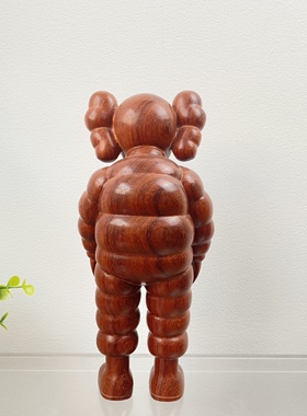 潮牌kaws实木公仔暴力熊bearbrick木头潮玩积木熊手办27cm红花梨