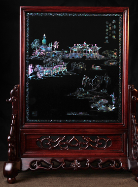 扬州漆器出国螺钿商务风会议摆件