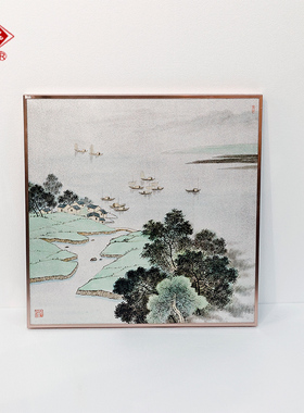 扬州漆器厂银箔山水挂屏非遗手工艺挂画书房茶室办公室装饰画
