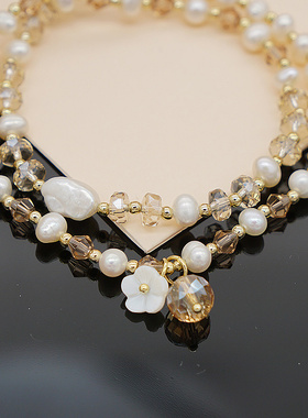 小众珍珠招桃花ins水晶手链新款