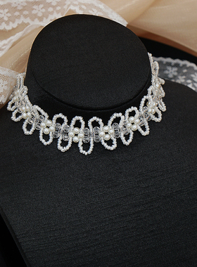 锦希水晶珍珠圆形女仙气颈链两用