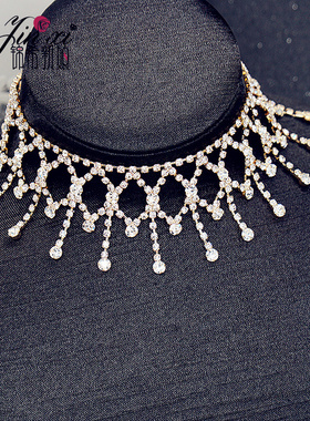 欧美夸张脖子饰品女项链chocker锁骨链短款网红日韩脖链流苏颈链