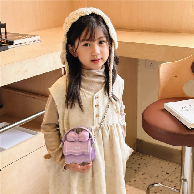 Korean style children's fashionable bow cross-body bag little girl princess shoulder travel backpack mini bag