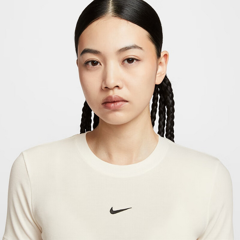 Nike耐克小标短袖女25秋新款高腰短款修身圆领运动T恤II1865-133 - 图1