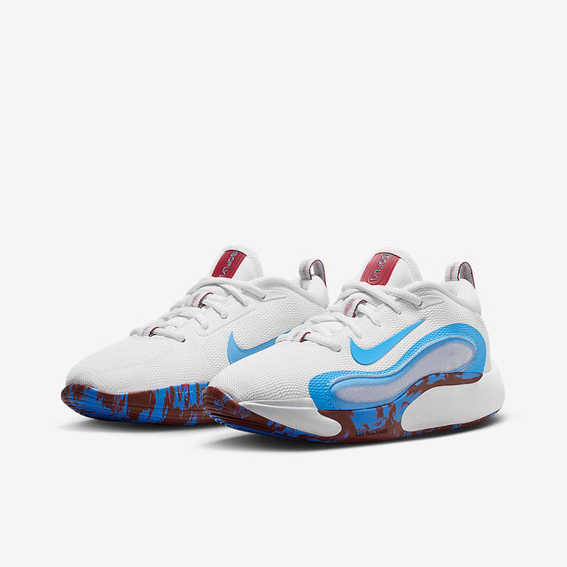 Nike Nike boys and girls shoes ISOFLY blue and white mid-top sports shoes training basketball shoes FN4384-101