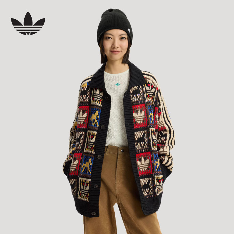 [李现同款]阿迪达斯毛衣马年新年男女慵懒宽松开衫针织外套KR2801,淘宝优惠券,粉丝福利购,淘宝优惠卷