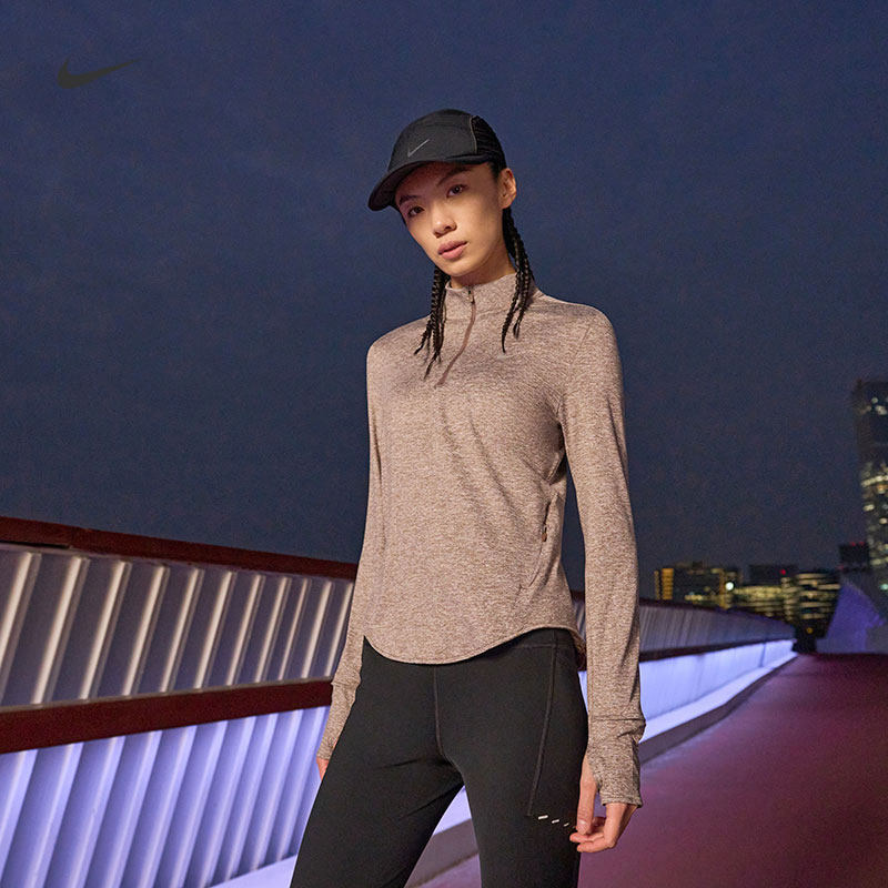 耐克女长袖运动T恤26春轻盈速干半拉链跑步针织打底衫HQ0500-502,淘宝优惠券,粉丝福利购,淘宝优惠卷
