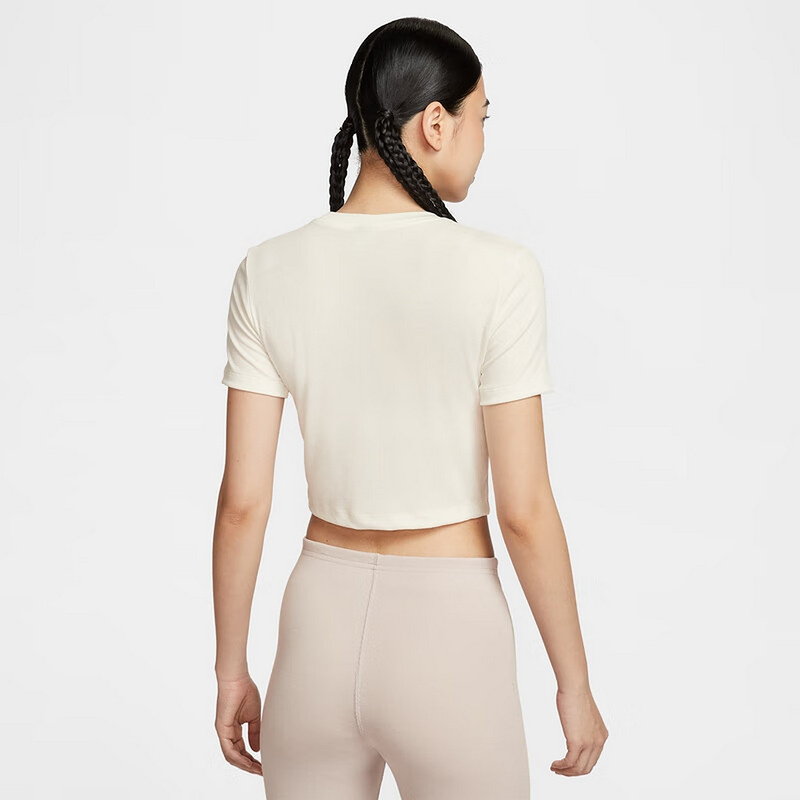 Nike耐克小标短袖女25秋新款高腰短款修身圆领运动T恤II1865-133 - 图0