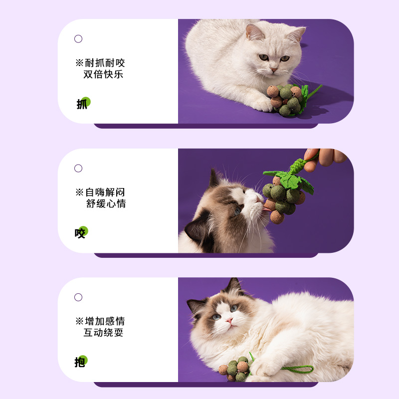 猫薄荷球猫玩具逗猫棒自嗨解闷神器耐咬玲珑球磨牙棒幼猫猫咪用品 - 图3