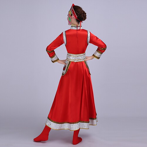 新款蒙古族服装舞蹈服装女装少数民族演出服广场舞服草原裙袍 - 图3