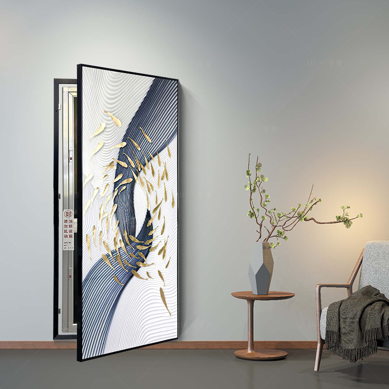 年年有余入户玄关配电箱画消防栓箱电箱遮挡挂画遮挡水电井装饰画 - 图0