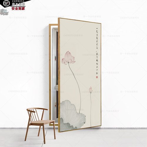 消防栓遮挡装饰画新中式荷花配电箱画莲花电箱挂画消火栓画定制 - 图1