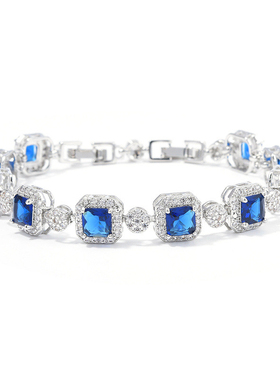 PRINGXY时尚轻奢百搭彩钻手链镶高碳钻气质方包枕形黄钻手链女