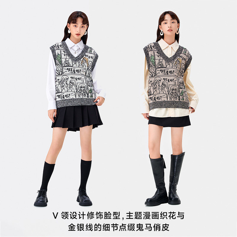 A21女装宽松V领背心无袖线衫美式复古针织马甲毛衣,淘宝优惠券,粉丝福利购,淘宝优惠卷