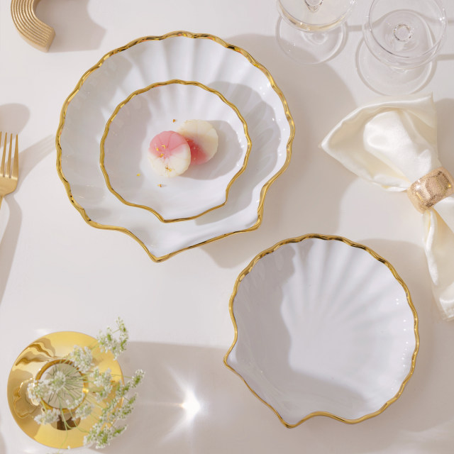 European style gold-edged ceramic plate dessert snack plate