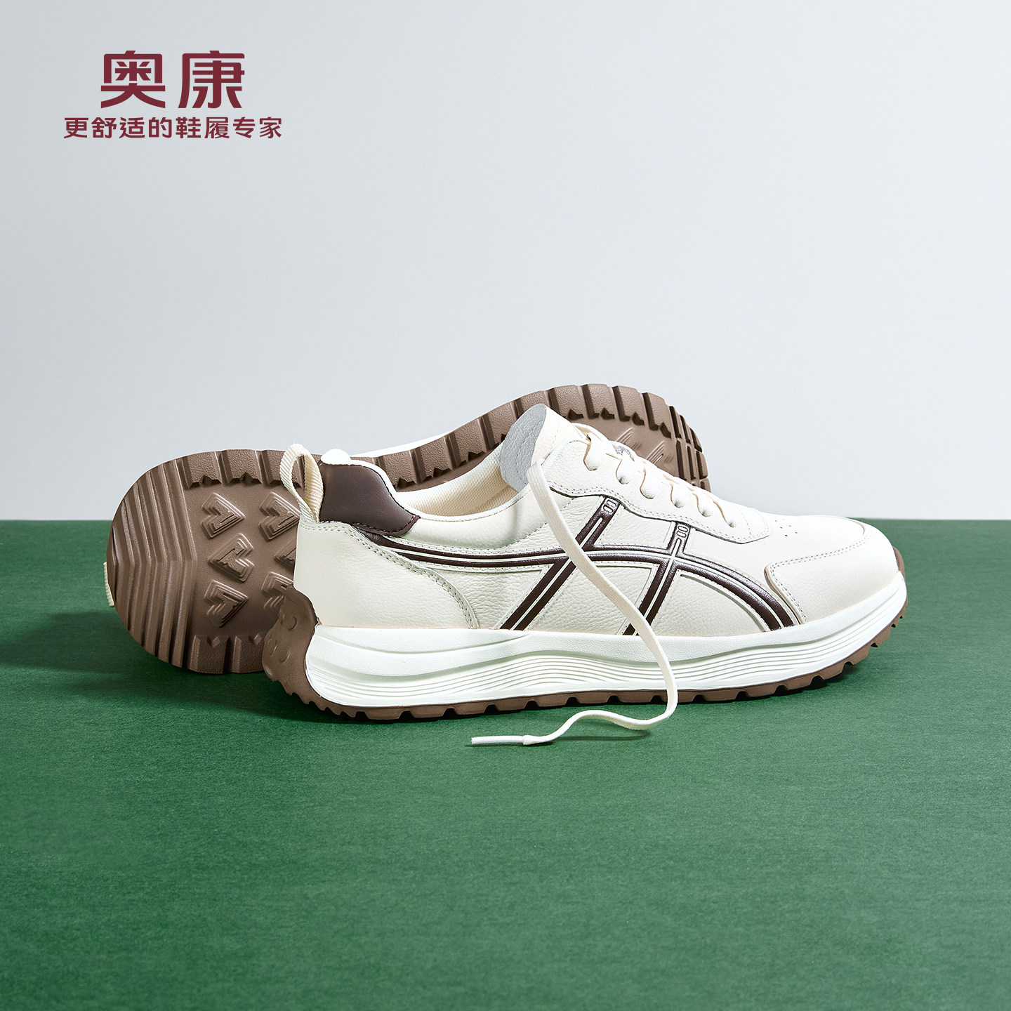 奥康 男鞋2026春季新款时尚潮流德训鞋阿甘鞋增高日常百搭休闲鞋 - 图0
