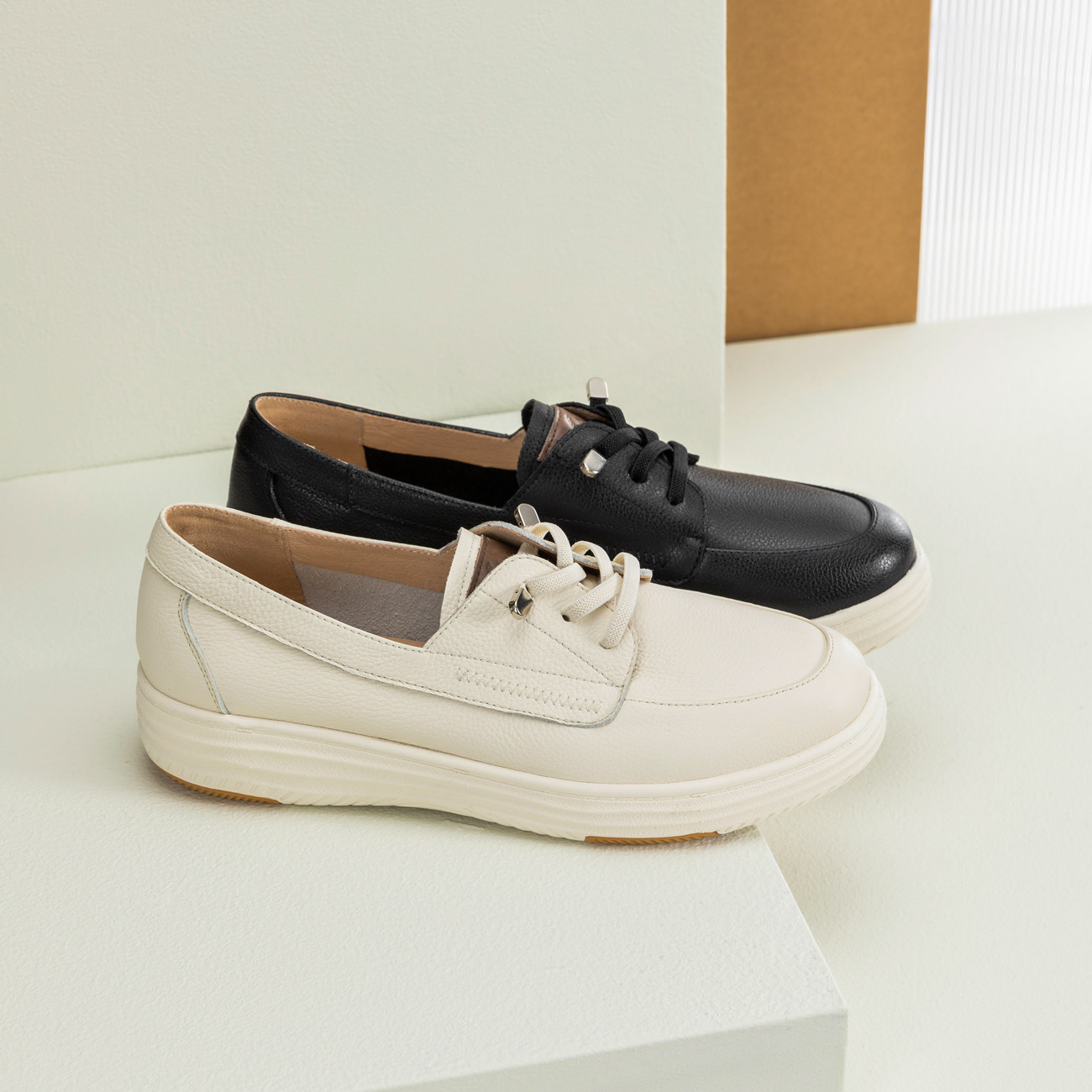 奥康 女鞋2025春季休闲鞋真皮一脚蹬懒人鞋套脚舒适平底鞋,淘宝优惠券,粉丝福利购,淘宝优惠卷