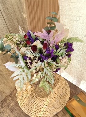 干花花束法式碎花永生花餐桌花艺客厅装饰摆设新年勿忘我自然风