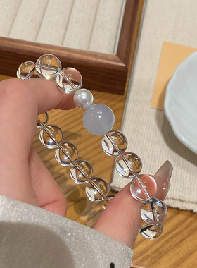 净化~甜美清新人造白水晶手串简约仙女风紫水晶粉水晶手链闺蜜手