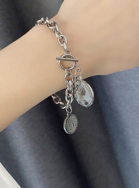 钛钢不掉色朋克嘻哈字母手链