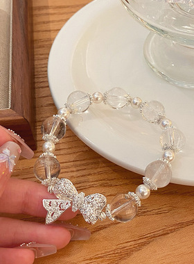 天然白水晶手链女款轻奢小众