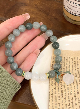 中式玉石铃兰花手链文艺