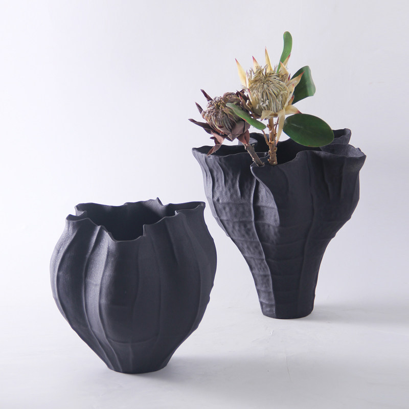 轻奢简约现代黑白色鎏金陶瓷花瓶摆件样板间家居客厅艺术干插花器,淘宝优惠券,粉丝福利购,淘宝优惠卷