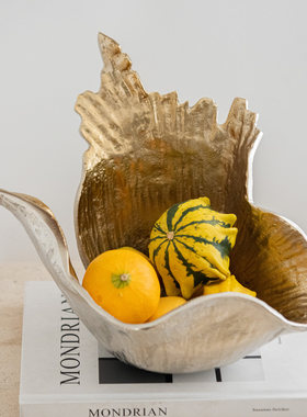 印度进口树叶造型铝制果盘摆件