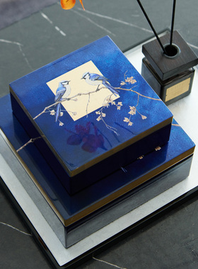 摆件蓝色烤漆杜鹃鸟装饰盒装饰盒