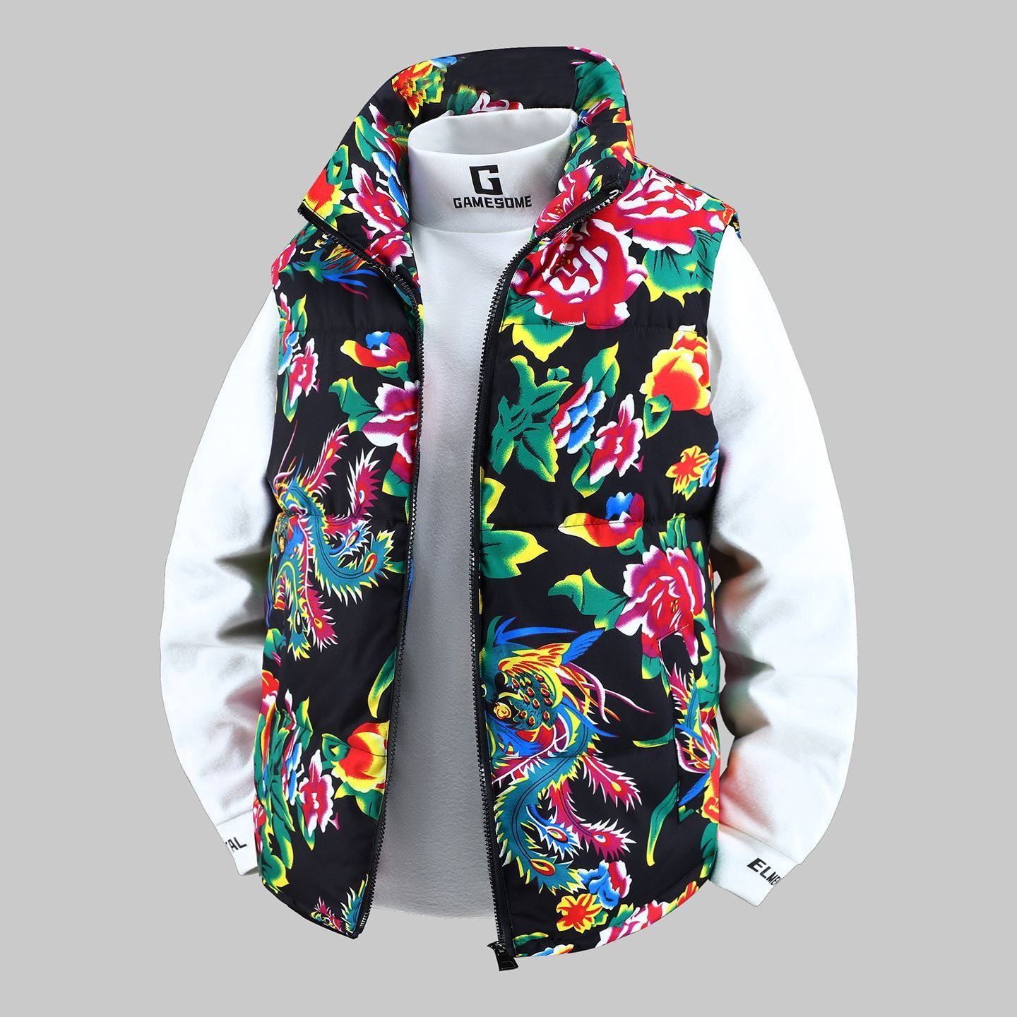 东北花布马甲大花冬季加厚保暖棉衣大码外套潮流宽松网红坎肩背心,淘宝优惠券,粉丝福利购,淘宝优惠卷