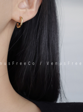VenusFreeCo基础款18k镀金小号耳圈C耳环日常好搭简洁简约欧美