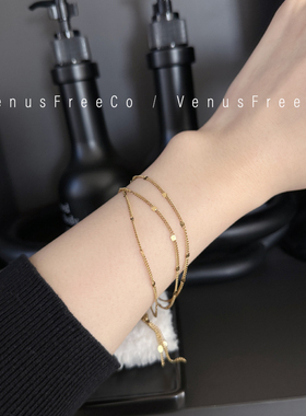 日常闪亮18k镀金多层闪闪波光流苏亮片精致细手链搭配欧美ins简约