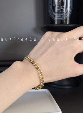 正反两戴18k镀金彩色滴油lucky链条手链百搭蛇骨链简约日常叠戴