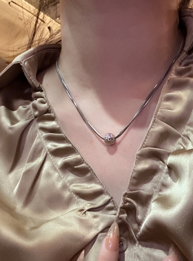 简约金属高级多层链条圆珠项链小众百搭短款颈链锁骨链2024年新款