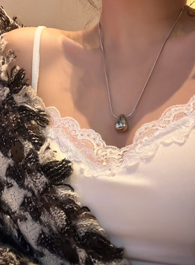 简约金属光面水滴项链钛钢不掉色