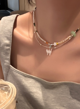 可爱少女小猫咪串珠项链小众设计