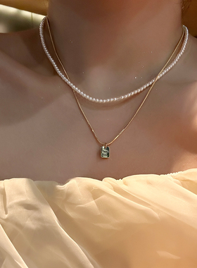 双层叠戴可分开法式气质珍珠项链