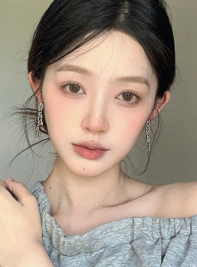 显脸小水滴流苏耳环轻奢镶钻耳饰