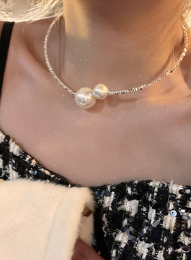 气质高级感碎银项圈珍珠项链