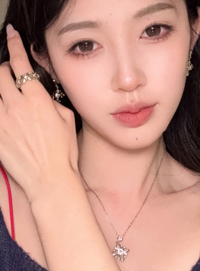 独特钛金色十字架项链戒指耳环